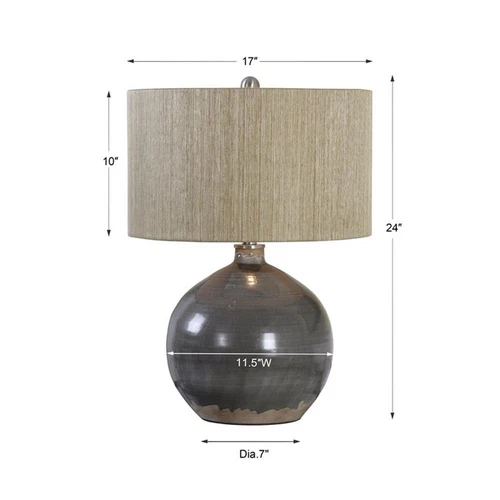 Uttermost Vardenis Steel and Ceramic Table Lamp in Charcoal and Brown - Picture 3 of 3