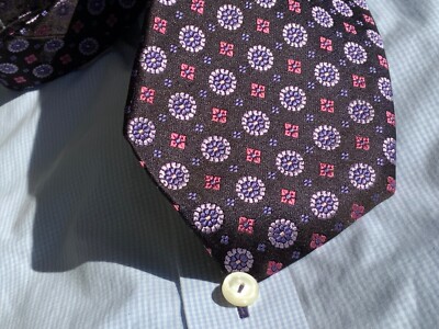 ROBERT TALBOTT BEST OF CLASS GEOMETRIC DEEP NAVY VIOLET LAVENDER PINK HINTS