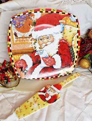 Große 10'' Weihnachten Servierplatte mit Kuchenheber Mackenzie Kind Stil