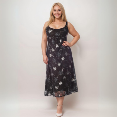 ROCKTHOSECURVES DAMEN HÄNGERCHEN KLEID ÄRMELLOS PARTY ABEND ÜBERGRÖSSE METALLIC