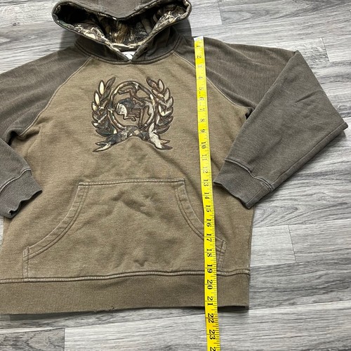 CINCH Embroidered Print Pullover Brown Hooded Sweatshirt Boy's Size Large - Picture 6 of 10