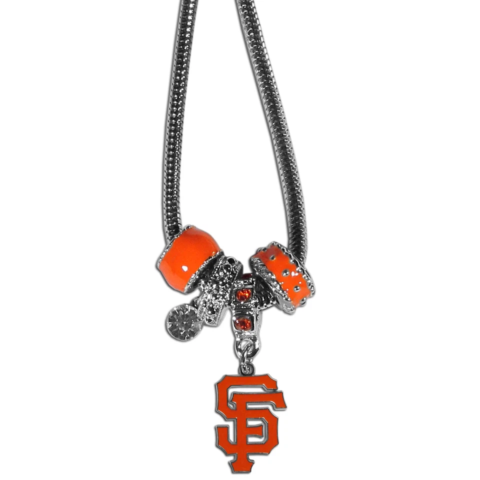 San Francisco Giants Snake Chain Necklace with Euro Beads MLB Licensed Jewelry - Image 3 of 3