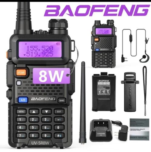 Baofeng UV-5R 8W Tri-Power Dual Band 1/4/8W Ham Radio Walkie Talkie Scanner US - Afbeelding 1 van 2