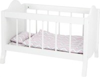 Puppengitterbett Aus Holz, Weiß, Puppenbett, Gitterbett, Inkl.WäSche
