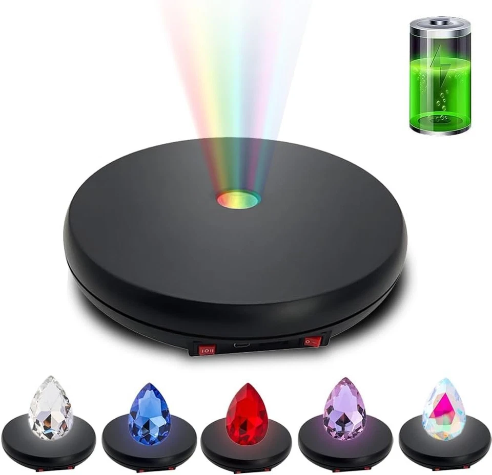 Rechargeable 10 Inch Rotating Display Stand - 360° LED Turntable for Photography - Image 3 of 4