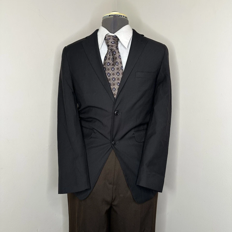 Chaps Boys 18R Mens 34S 2XS Blazer Solid Black 2 Button Sport Coat Suit Jacket - Image 2 of 4