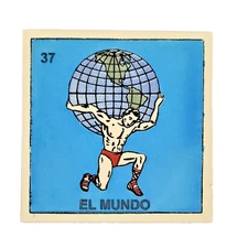 #37 El Mundo Lotería Tile Mexican Ceramic Folk Art Home Décor
