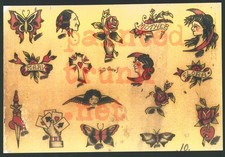 RARE old vintage copy antique bob owens butterfly folk art tattoo flash 10x15
