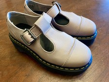 DR. MARTENS Bethan Chunky T-Bar Taupe Platform Mary Jane Shoes Womens Size 6