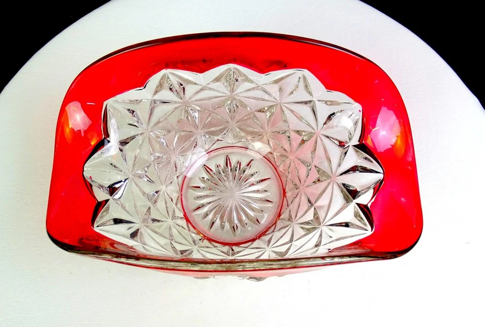 Tiffin Franciscan Glass Williamsburg Ruby Stained Vintage 8 1/4" Oval Bowl 1952- - Image 4 of 4