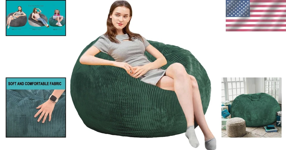 Пушистый 3 фута искусственного меха Bean сумка стул с мягкой памятью пены - идеально подходит для всех возрастов - Изображение 2 из 4