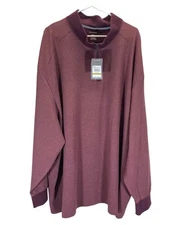 NWT Van Heusen Shirt Mens 4XL Red Stain Shield 1/4 Zip Long Sleeve Pullover
