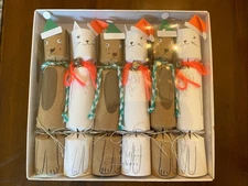 Meri Meri Christmas PARTY CRACKERS DOG CAT SANTA HAT holiday NEW Set 6 
