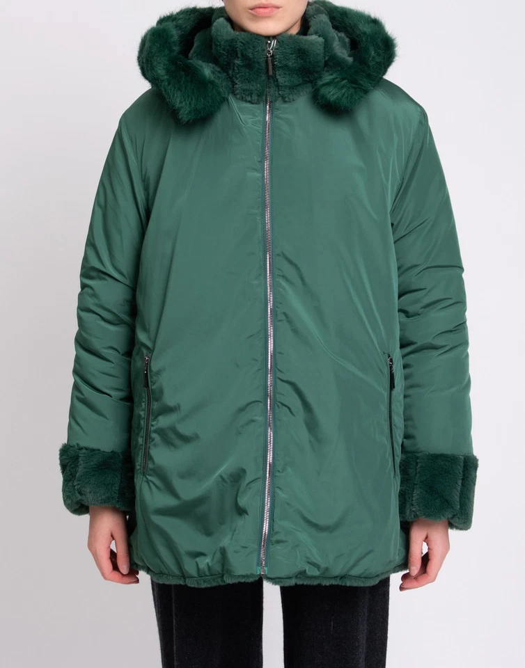 RRP €310 TOY G Faux Fur Coat Plus Size 49 XL Padded Full Zip Removable Hood - Image 2 of 4