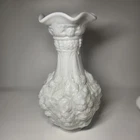 Vintage Imperial Glass Loganberry Pattern White Satin Milk Glass Vase 10"