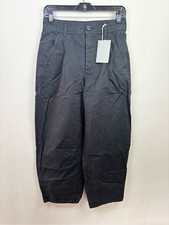 Everlane black tencel twill pleated chino sz 2 new barrel high rise cotton linen