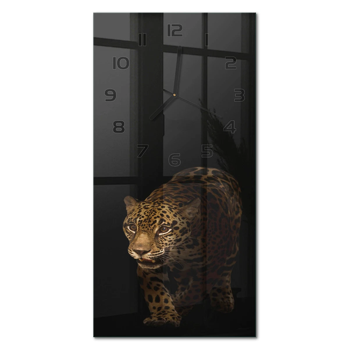 Reloj de Pared Rectangular Vertical de Vidrio Templado Elegante Jaguar 30x60 cm