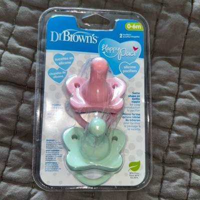 Dr. Brown s Happy Paci Silicone Pacifier 0-6 months Dishwasher Pastel Pink Green