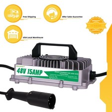 48 Volt 15 Amp IP67 Golf Cart Battery Charger for Club Car 3-Pin Round Plug