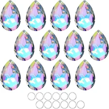 12 Pieces 50Mm Crystal Prisms Colorful Chandelier Hanging Ornaments for Decorati