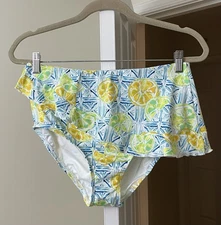 Lands' End Swim Bottom Lemon Lime Bohemian Coastal Gypsy Women's 10 Medium