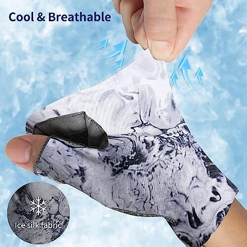 Sun Gloves UPF 50+ Fishing Gloves, Fingerless Sun Protection UV Large Grey - Bild 7 von 8
