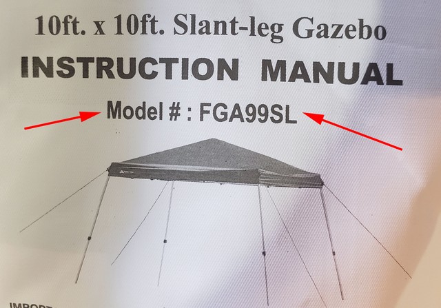 Ozark Trail 10x10 Slant Leg Canopy Entire Leg Replacement ...