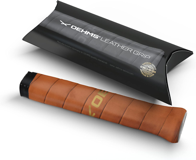 OEHMS Pro Leather Tennis Grip | Brown | Adhesive Replacement Grip