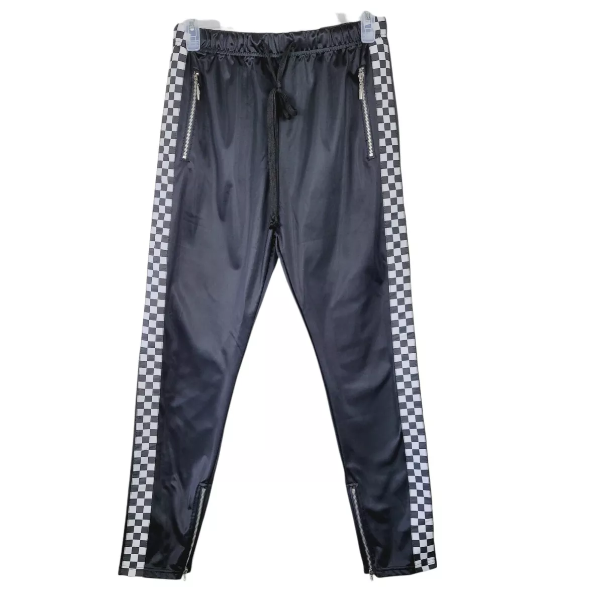 American Stitch Black u0026 White Checkered Tricot Track Pants Lg Zumiez  Streetwear | eBay