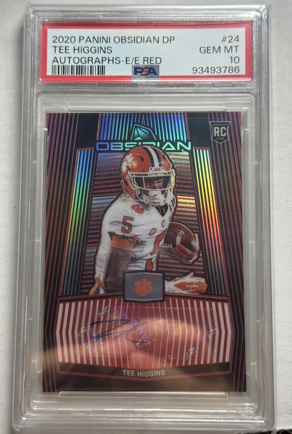 Tee Higgins Panini Obsidian Draft Picks Autographs #24 Autographs Electric Etch Red