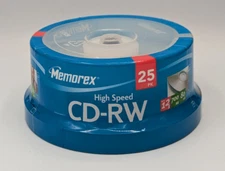 Memorex 25-Pack Spindle High-Speed CD-RW Rewritable 12X 700MB 80min BLANK CD New