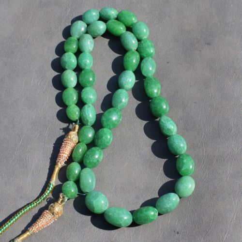 Authentic 340 Cts Enhanced Single Strand Green Emerald Beaded Necklace AK 10E239 - 第 1/3 張圖片