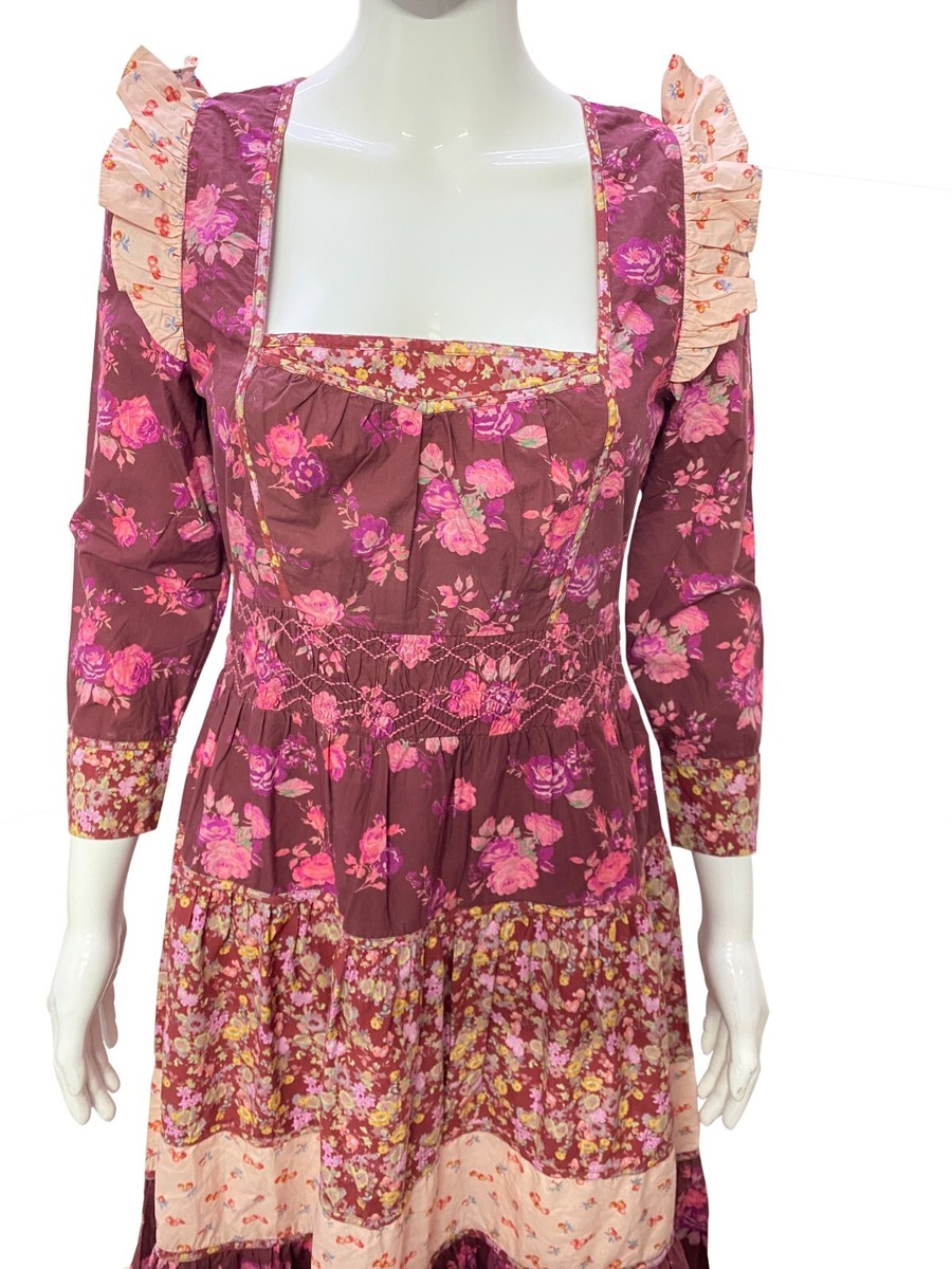LoveShackFancy Women's Floral Printed Embroidered Smocked Tiered Midi Dress S | eBay LoveShackFancy Women's Floral Printed Embroidered Smocked Tiered Midi Dress S | eBay