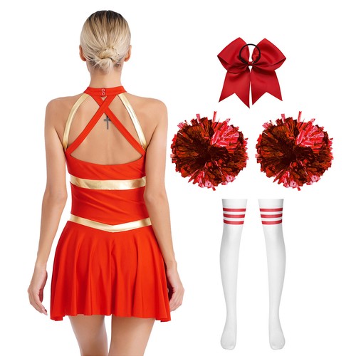 Womens Uniform Metallic Costume Carnival Outfits Raves Activewear Cosplay Dress - Picture 46 of 61
