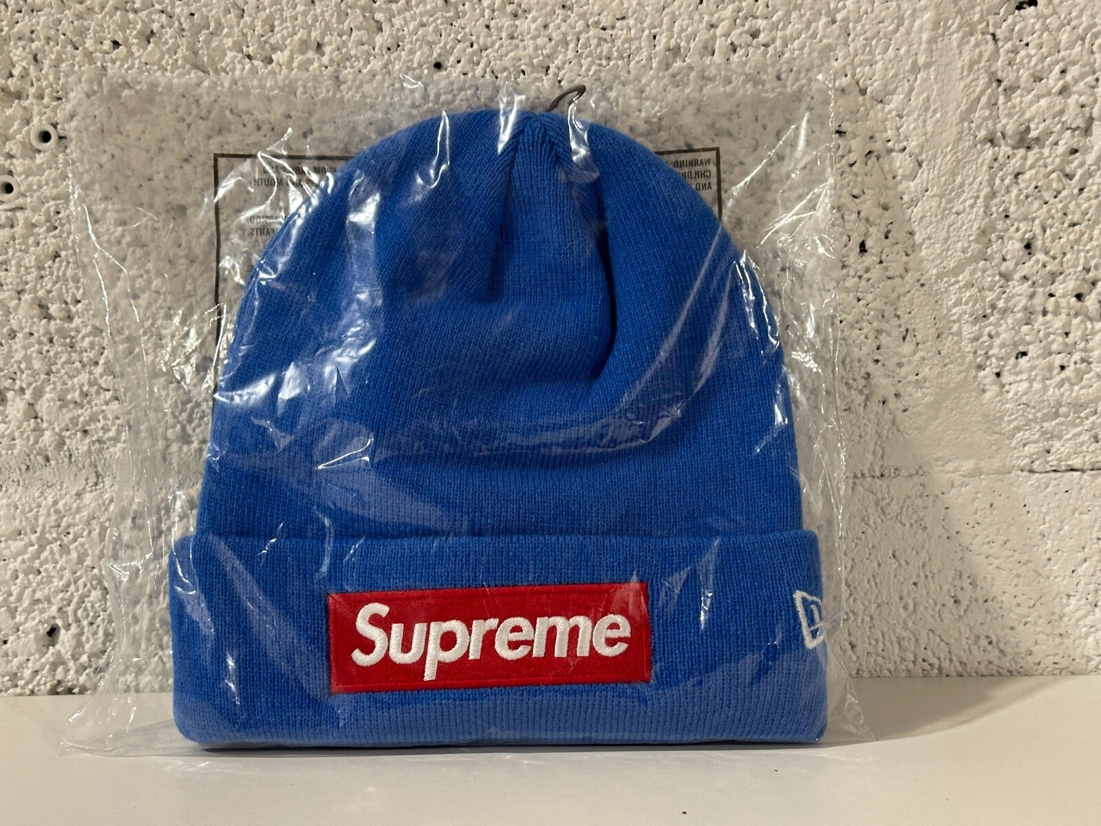 NEUF Supreme New Era Box Logo Beanie Bleu Rouge FW22BN10 Taille Unique