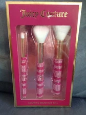 JUICY COUTURE 3 PIECE POWDER BRUSH, CONTOUR BRUSH, EYE SHADOW BRUSH SET - NEW
