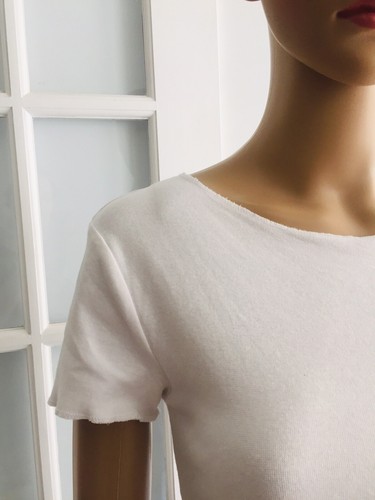 ZARA Woman White CROPPED T-SHIRT Short Sleeve Round Neck Size M #D5V - Picture 3 of 5
