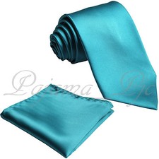 New Microfiber Satin Solid Neck tie and Pocket Square Hankie Set wedding Prom