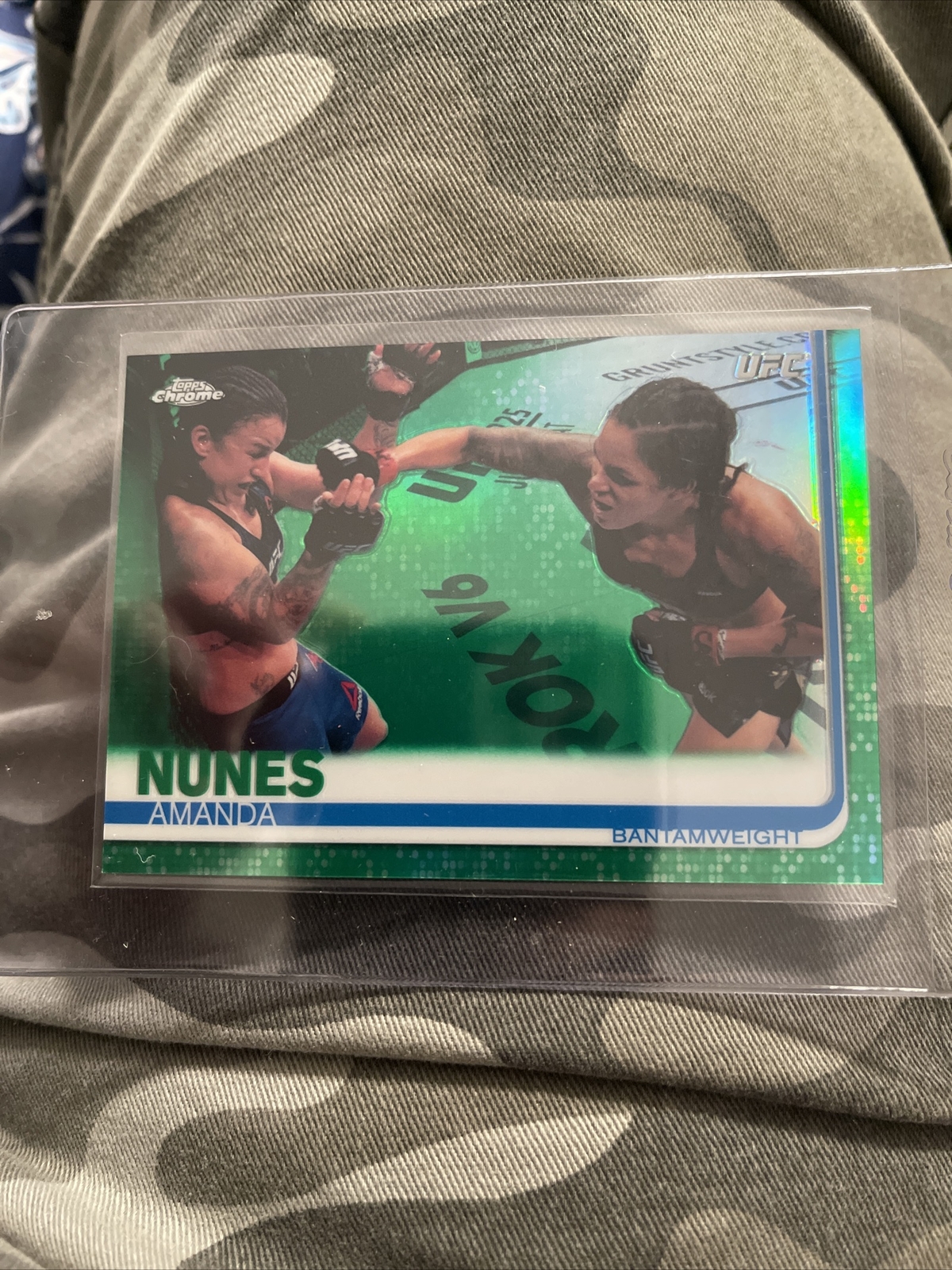 2019 Topps Chrome UFC Amanda Nunes GOAT Green Refractor 92/99