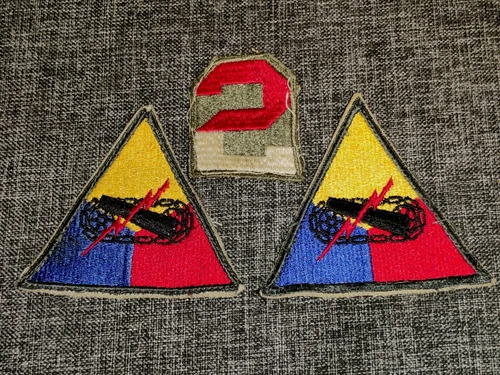 Lot of 3 WWII WW2 Vtg Military Patches Armored Division & 2nd Army Shoulder