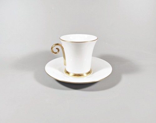 HEREND, GOLD & WHITE (QH-OR) COFFEE CUP & SAUCER, HANDPAINTED PORCELAIN ! (I220) - Picture 5 of 12