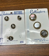 7 Buttons round gold tone shank 4 Fasionable  3/8" 3 Costumakers 3/4" VTG