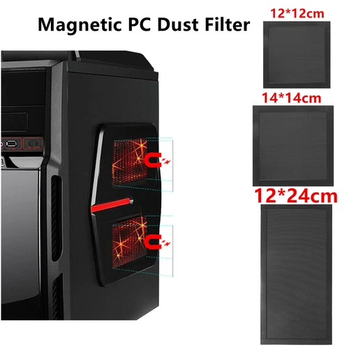 12/14/24cm Computer PC Cooling Fan Magnetic Dust Filter Case Mesh Net Cover