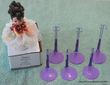 6 1190 Blue Lilac Doll Stands KAISER 5.5-7" Tall Narrow waist Figures Baby Kelly
