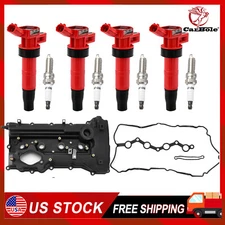 For Hyundai Kia Sonata 2.0 2.4L 4x Ignition Coil Spark Plug & Engine Valve Cover