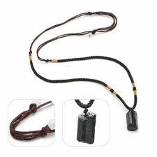 3pcs Black Tourmaline Stones Nature Free Form Crystal Healing Pendant Necklace