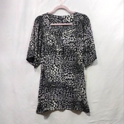 NEW Rafaela Animal Print Tunic Womens L Black White Retro 90s Y2K Novelty Disco