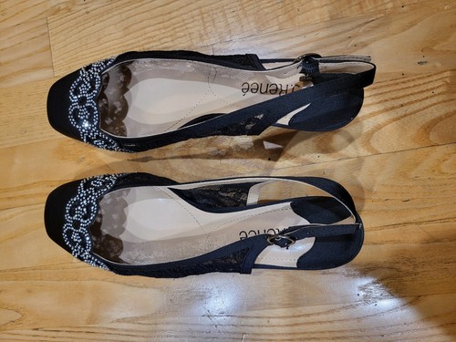 J. Renee Womens Faleece Crystal Embellished Slingback Pump Black Size 7.5 W - Picture 5 of 7