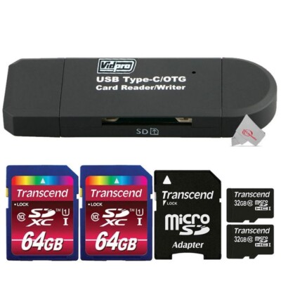 VidPro USB Type-C MicroSD SD Card Reader with Two Micro SD SDHC  Card