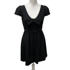 Red Valentino Mini Babydoll Dress Womens 4 6 Black Bow LBD Party Going Out
